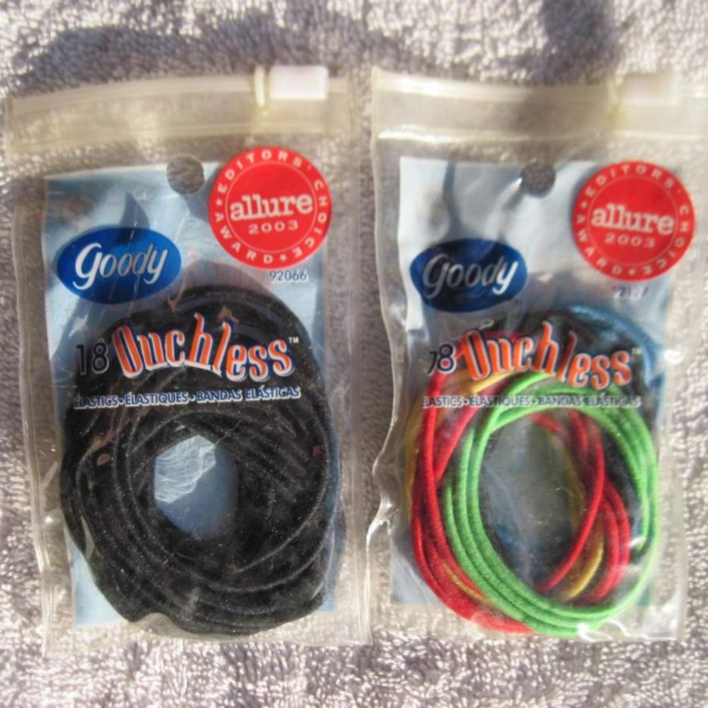 18 Goody Ouchless Ponytailer Hair Bands Elastics Thin 2004 Pouch Color Black